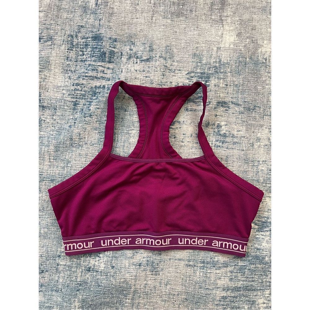 Under Armour Dark Fuchsia Racerback Cut Out Sports Bra Medium